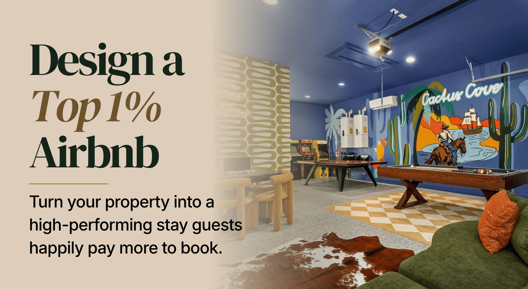 Design a top 1 percent Airbnb. Turn your property into a high-performing stay guests happily pay more to book.
